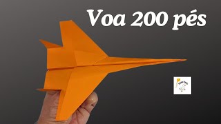 Tutorial como Fazer Avião de Papel que voa 200 pés origami [upl. by Hailed]