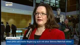 Andrea Nahles SPD zum Wahlausgang in Niedersachsen  VOR ORT vom 21012013 [upl. by Orgell]