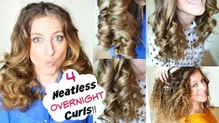 4 Overnight No Heat Curls  Overnight Heatless Curl Methods  Braidsandstyles12 [upl. by Beltran]