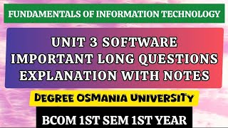 Software Imp Long Questions Fundamentals of information technology Bcom 1st sem 1st yr FIT imp [upl. by Acir]