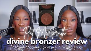 NEW PAT MCGRATH DIVINE BRONZER REVIEW  First Impressions Swatches  Comparisons  Dark Skin [upl. by Cleopatra]