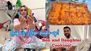 Laibas New make up  Son and Daughter Cooking [upl. by Itnava]