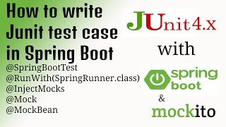 Junit for spring boot application  Unit testing using junit and Mokito  Junit4 [upl. by Ennirroc767]