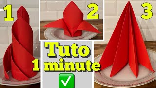 Pliage de serviette en papier facile amp rapide origami basique en 1 minute pour votre table de fête [upl. by Oranneg]