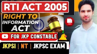 RTI Act 2005 JKP Constable PostPart Ist india jkssb jkpgkupscjkpscgk [upl. by Marler]