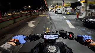 YAMAHA MT 07  NIGHT RIDE  SONIDO PURO  4K [upl. by Retsevel]