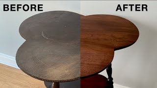 Refinishing a Vintage Table with French Polish  a Fixing Furniture Restoration Project [upl. by Ahseital84]