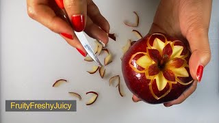 Apple Flower Style Carving  Fruit amp Vegetable Design amp Decoration [upl. by Ennyletak]