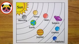 Solar System Drawing  How to Draw Solar System  Solar System Planets Drawing  Solar System [upl. by Adam]