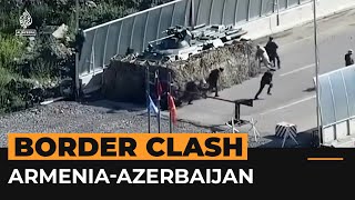 Moment Armenians shoot at Azerbaijani guards over flag  Al Jazeera Newsfeed [upl. by Adnohsek]