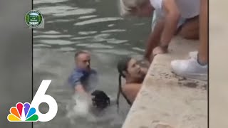 Intense confrontation after man allegedly REFUSED to let others rescue dog in water [upl. by Eruot]