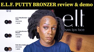 ELF PUTTY BRONZER review amp demo on Dark skin [upl. by Tearle429]