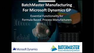 Discover the Essential Process Manufacturing Functions in Dynamics GP [upl. by Bergwall98]