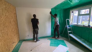 Installing a vapour barrier and plasterboard [upl. by Naj]