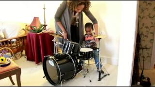 Beginner Drum Lesson for Toddler to Play Along [upl. by Brear]