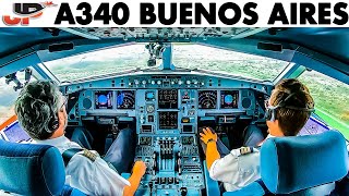 Piloting the A340 out of Buenos Aires  Cockpit Views [upl. by Merri742]