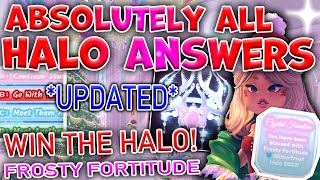 ABSOLUTELY ALL HALO ANSWERS WIN NEW GLITTERFROST WINTER HALO 2023❄️Every Correct Option✨Royale High [upl. by Ayor915]