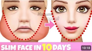 Slim face exercises ، Reduce chubby cheeks and double chin  Morning face yoga [upl. by Nasah168]