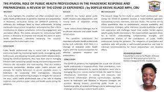 The pivotal role of public health professionals in the pandemic response and preparedness [upl. by Retsehc]