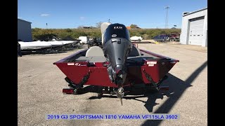 2019 G3 SPORTSMAN 1810 YAMAHA VF115LA 3902 [upl. by Kaehpos]