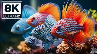 Aquarium 8K VIDEO UHD  The Awe Inspiring Beauty of Marine Life  Stunning Aquarium Relax Music [upl. by Llireva]