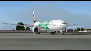 BOEING 777 300ER EMIRATES LIVERY EXPO 2020 TAKE OFF FROM SOEKARNO HATTA INTL AIRPORT FS9 HD [upl. by Hodgkinson]