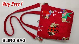 VERY EASY  DIY Sling Bag for Daily Use  Shoulder bag making at home  Crossbody bag sewing  Bags [upl. by Josepha85]