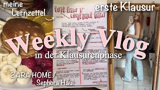 WEEKLY VLOG 🤍 meine ERSTE KLAUSUR jura so mache ich meine LERNZETTEL ZARA HOME SEPHORA HAUL [upl. by Millur856]