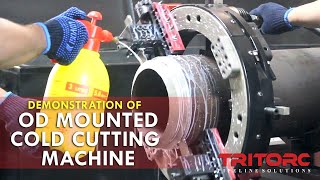 OD Mounted Cold Cutting Machine  ApplicationDemo on 8quot OD amp 25 mm thickness Pipe [upl. by Otreblaug514]