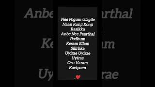 Ujire ujire ujire oru varam kaetpaen whatsapp status Tamil song lyrics video 📸 [upl. by Hauger]