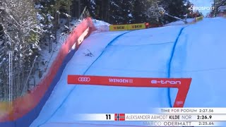 HORRIBLE CRASH of Aleksander Aamodt Kilde NOR in Wengen SUI [upl. by Cargian988]