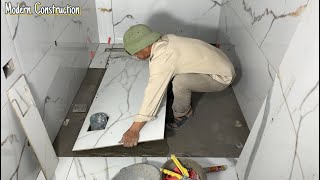 Techniques For Installing Large Format Ceramic Tiles 80x160cm For Family Bathroom Floors [upl. by Theodore]