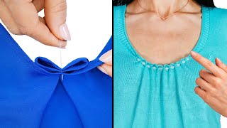 Amazing tricks  how to downsize a wide neckline easily Miarti 🧵✂️ [upl. by Ennoirb]