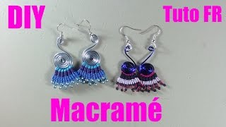 DIYTuto FR Facile  Paire de boucles doreilles en macramé [upl. by Orbadiah]