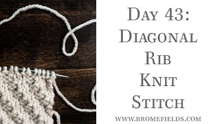 Day 43  Diagonal Rib Knit Stitch  100daysofknitstitches [upl. by Caruso]