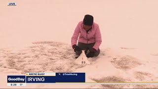 Snow covers parts of Dallas County [upl. by Ispep]