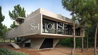 Exposed Concrete House Design With Minimalist Interior Spaces Surrounded By Pines [upl. by Amolap]