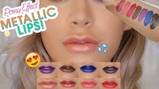 PONY EFFECT METALLIC MATTE LIP COLOR SWATCHES amp DEMO [upl. by Orten489]