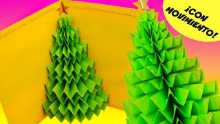 DIY TARJETA DE NAVIDAD Árbol o Pino 3D QUE SE MUEVE PopUp [upl. by Anierdna748]