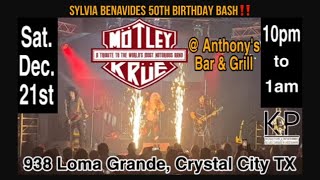 Sat Dec 21 2024 9pm Motley Krue performing live at Anthony’s Bar amp Grill in crystalcity texas [upl. by Alyos]