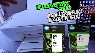 How To Install or Replace Ink Cartridges In HP Deskjet 2710e2700e Series Printer [upl. by Eirrotal]