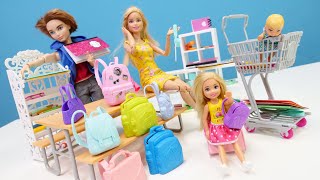 Barbie Ailesi Chelsea için okul alıverişi yaptık Barbie oyunları [upl. by Rumery]