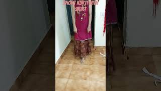 Short kurti with skirt song sewinglovers fashion fashiondesign [upl. by Norword]