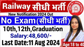 Railway New Vacancy 2024 Railway Recruitment 2024Govt Jobs Aug 2024Technical Government Job Meet [upl. by Mairam]