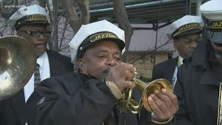 Jazzmen Brass Band wakes up the city on Mardi Gras [upl. by Bobette]