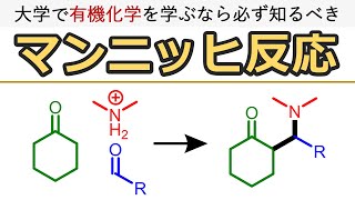 【大学有機化学】マンニッヒ反応：反応機構を書けるようになろう Mannich reaction [upl. by Zeculon]