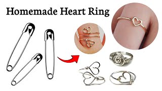 DIY Homemade cute love rings  How to make ring at home  Best safety pin rings🩷 ring diy love [upl. by Adnicul]