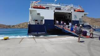 Taking a Ferry From Santorini to Ios Island  Greek Island Ferry [upl. by Adniroc]