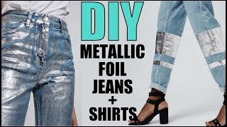 DIY How To Make METALLIC FOIL Tshirt  Jeans  By Orly Shani [upl. by Huntingdon]