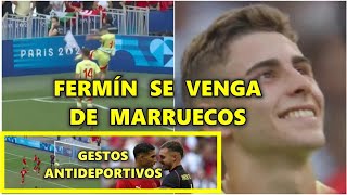 RAHIMI y HAKIMI se BURLAN ARNAU TENAS y CAMBIAN CAMISETA  FERMÍN ROMPE BANDERÍN en GOL vs MARRUECOS [upl. by Rednal]